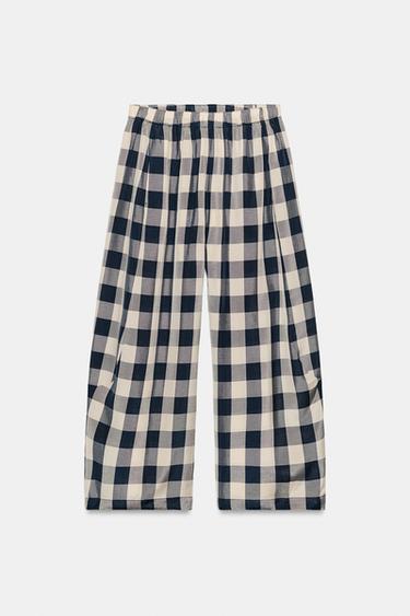 CALÇA XADREZ VICHY ZW COLLECTION - Azul-marinho / Branco da Zara - Imagem 0