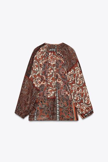 METALLIC THREAD PRINTED BLOUSE - Multicoloured by Zara - Image 3