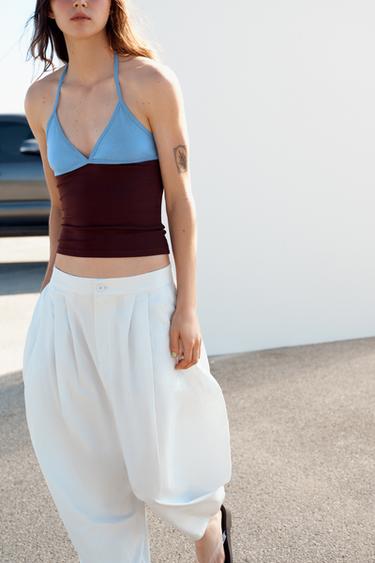 PANTALON AMPlE À PLIS - Gris bleu de Zara - Image 3