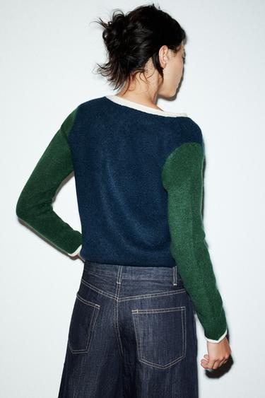 GILET EN MAILLE COLOR BLOCK - unique de Zara - Image 4