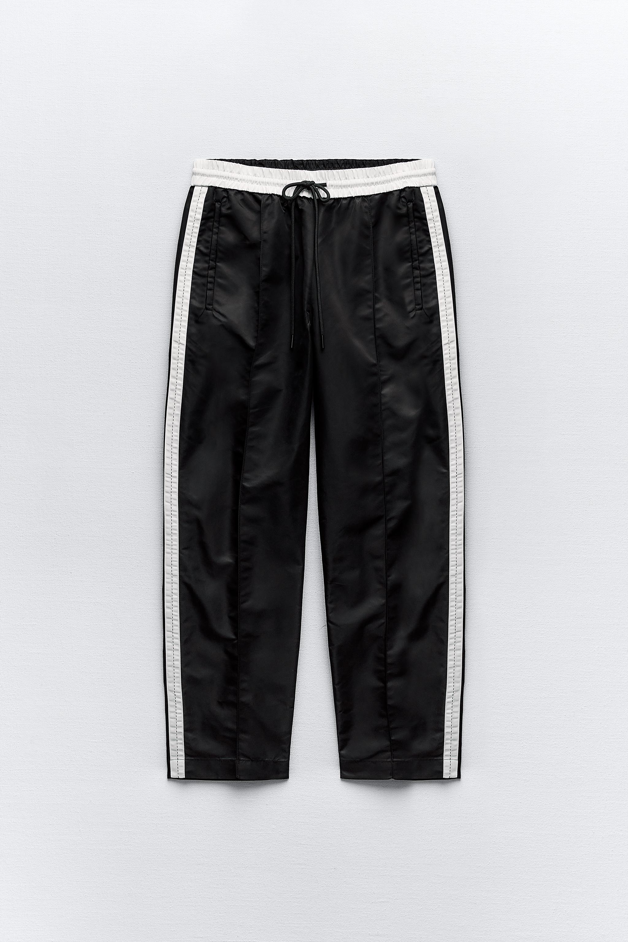 URBAN CLASSICS SIDE STRIPE NYLON PANTS TB4392 BLACK/LIGHT ASPHALT