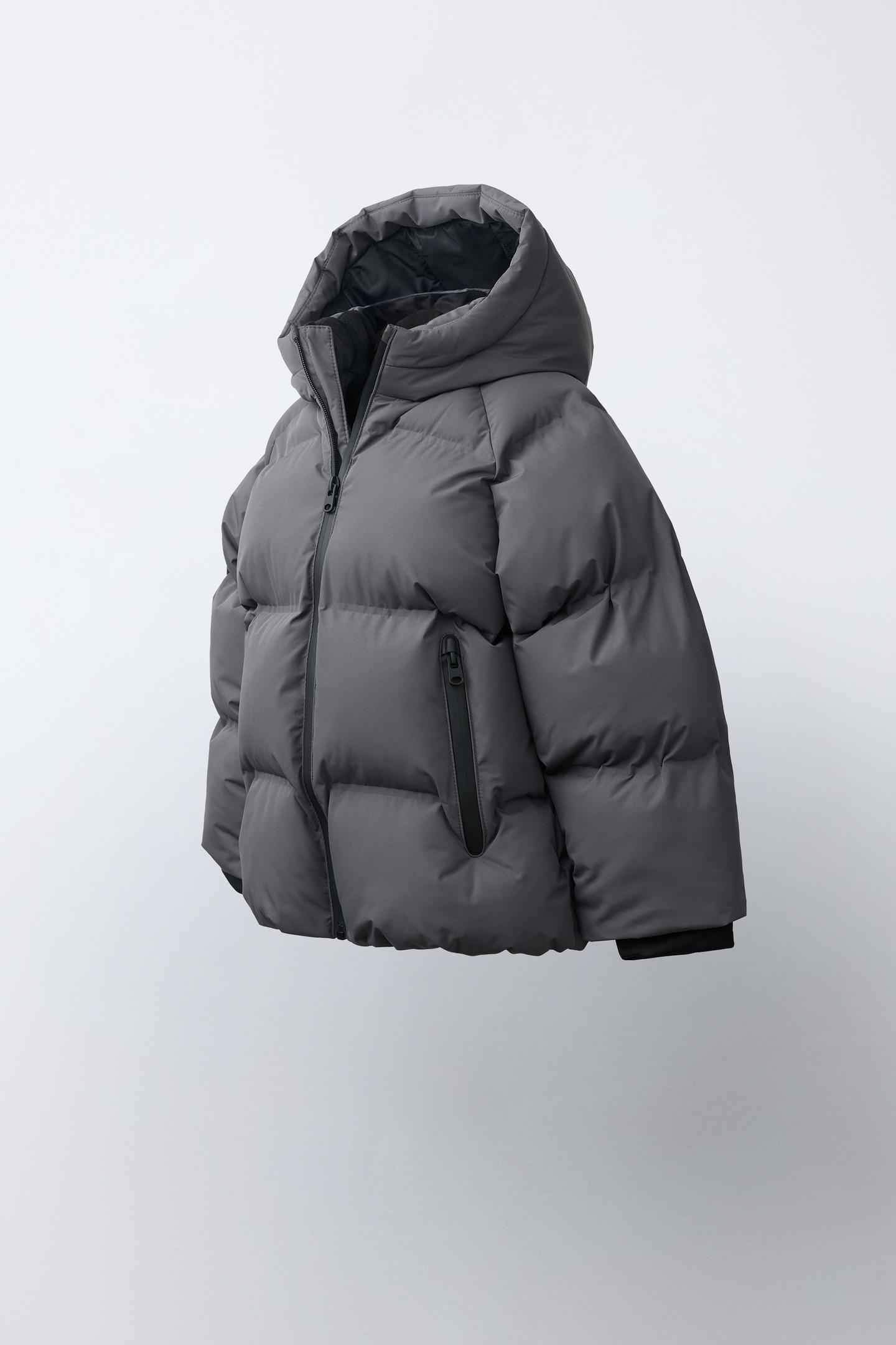 Детские худи Zara Water-Repellent Puffer Coat, цвет: Антрацитовый серый — фото 2