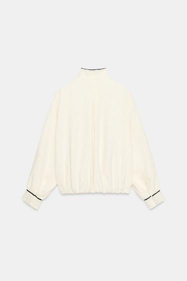 BLOUSON BOMBER STRUCTURÉ AVEC LISERÉS EN CONTRASTE - Écru de Zara - Image 5
