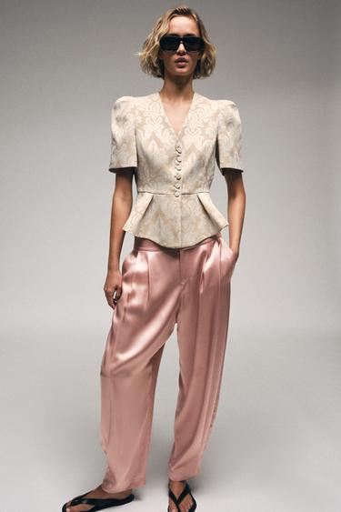 Blazer peplum de jacquard