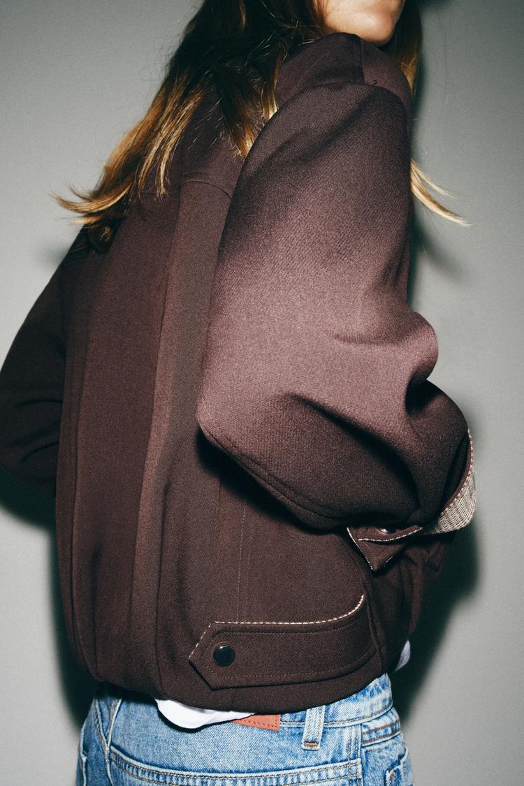 Chaqueta bomber con dobladillo fruncido 4