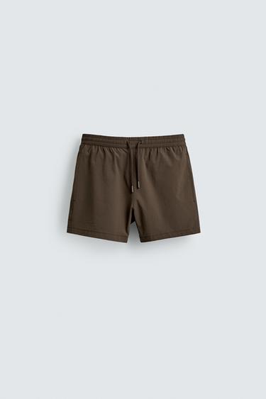 Zara SHORT STRUCTURED SWIMSUIT - Brown