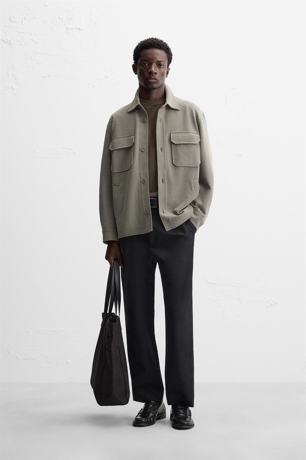 TEXTURED COMFORT OVERSHIRT - Light khaki by Zara