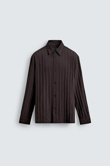 STRIPED JACQUARD SHIRT - Brown by Zara