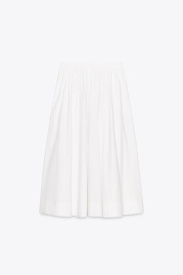 JUPE MIDI POPELINE ZW COLLECTION - Blanc de Zara - Image 5