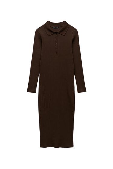 RIBBED POLO DRESS