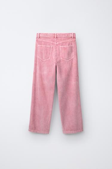 WIDE LEG CORDUROY PANTS — Pink 2