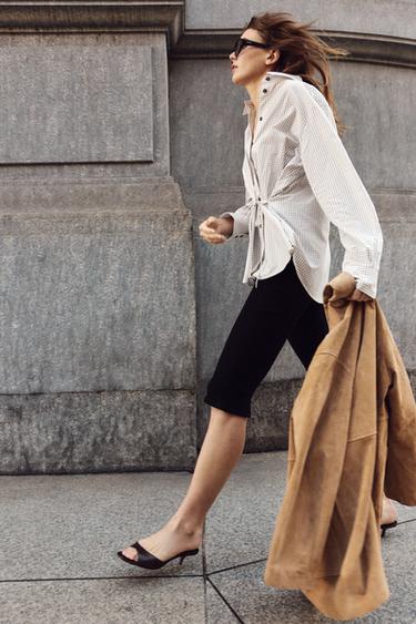 CHECK SHIRT WITH BOW - brown/white by Zara - Image 2