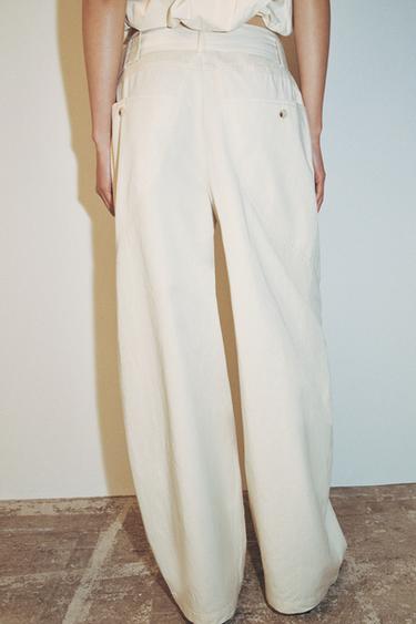 PANTALON BAGGY AVEC CEINTURE - Écru de Zara - Image 3