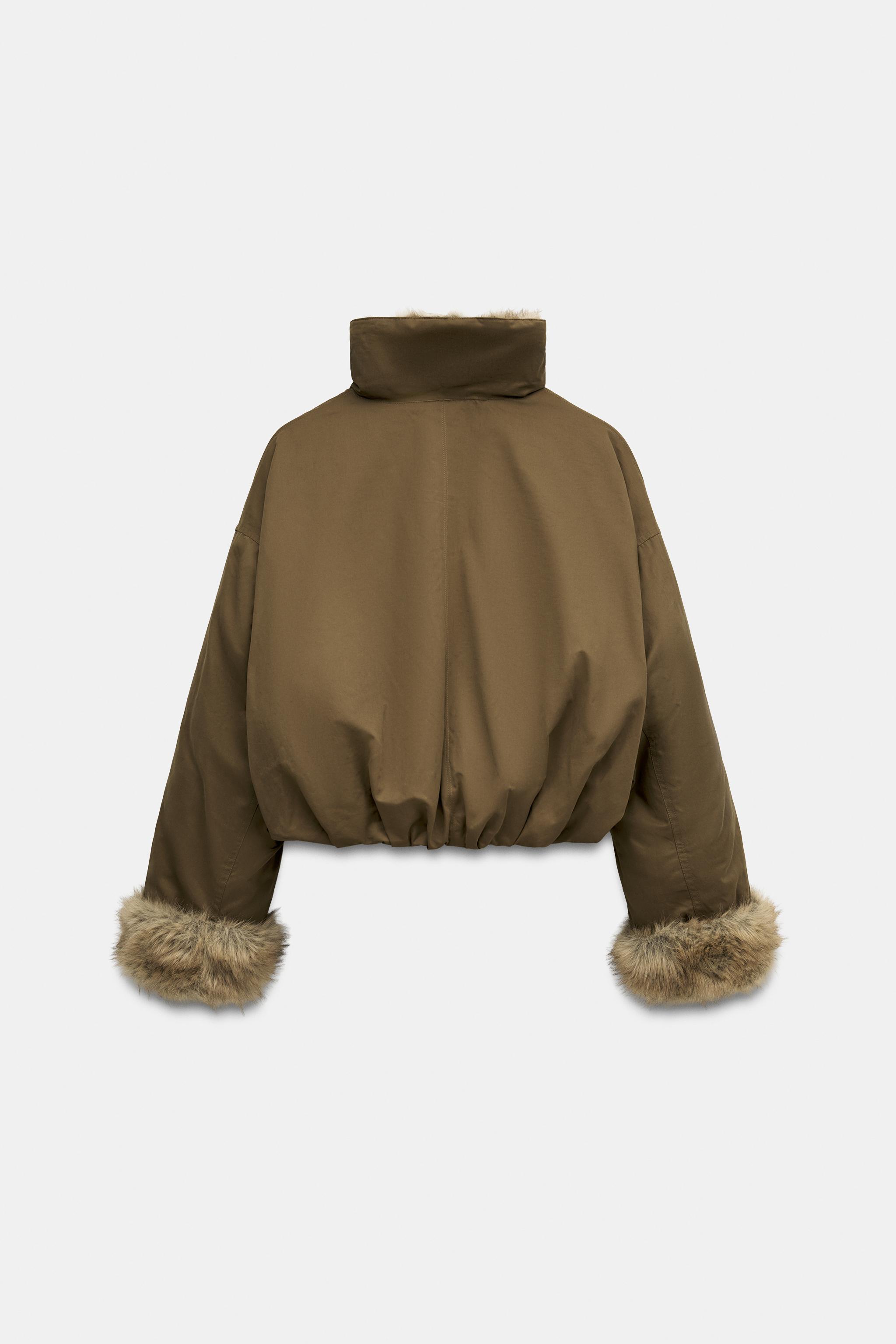 COMBINED FAUX FUR EFFECT BOMBER JACKET