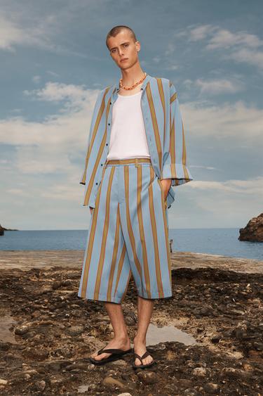 Zara LIMITED EDITION STRIPED SHIRT - Blue / Green