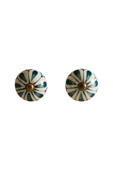 PACK OF CERAMIC FLOWER DOOR KNOBS (PACK OF 2) - Green by Zara