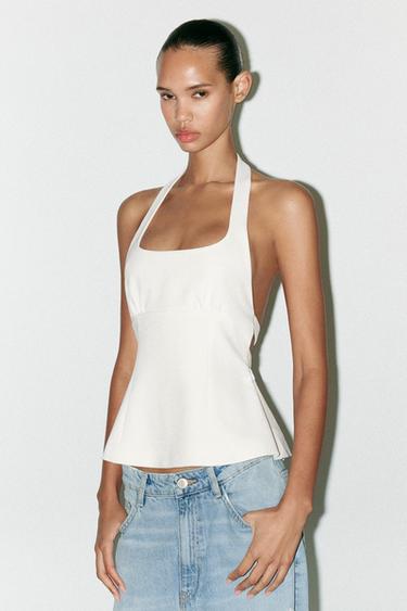 HALTER TOP WITH BOWS - White by Zara - Image 0