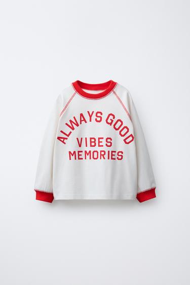 ФЛАНЕЛКА С РЕГЛАН РЪКАВ И НАДПИС - Екрю от Zara