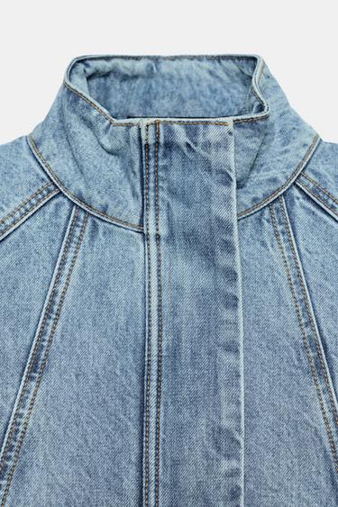 Z1975 HIGH-NECK DENIM BOMBER JACKET - Light blue by Zara - Image 10