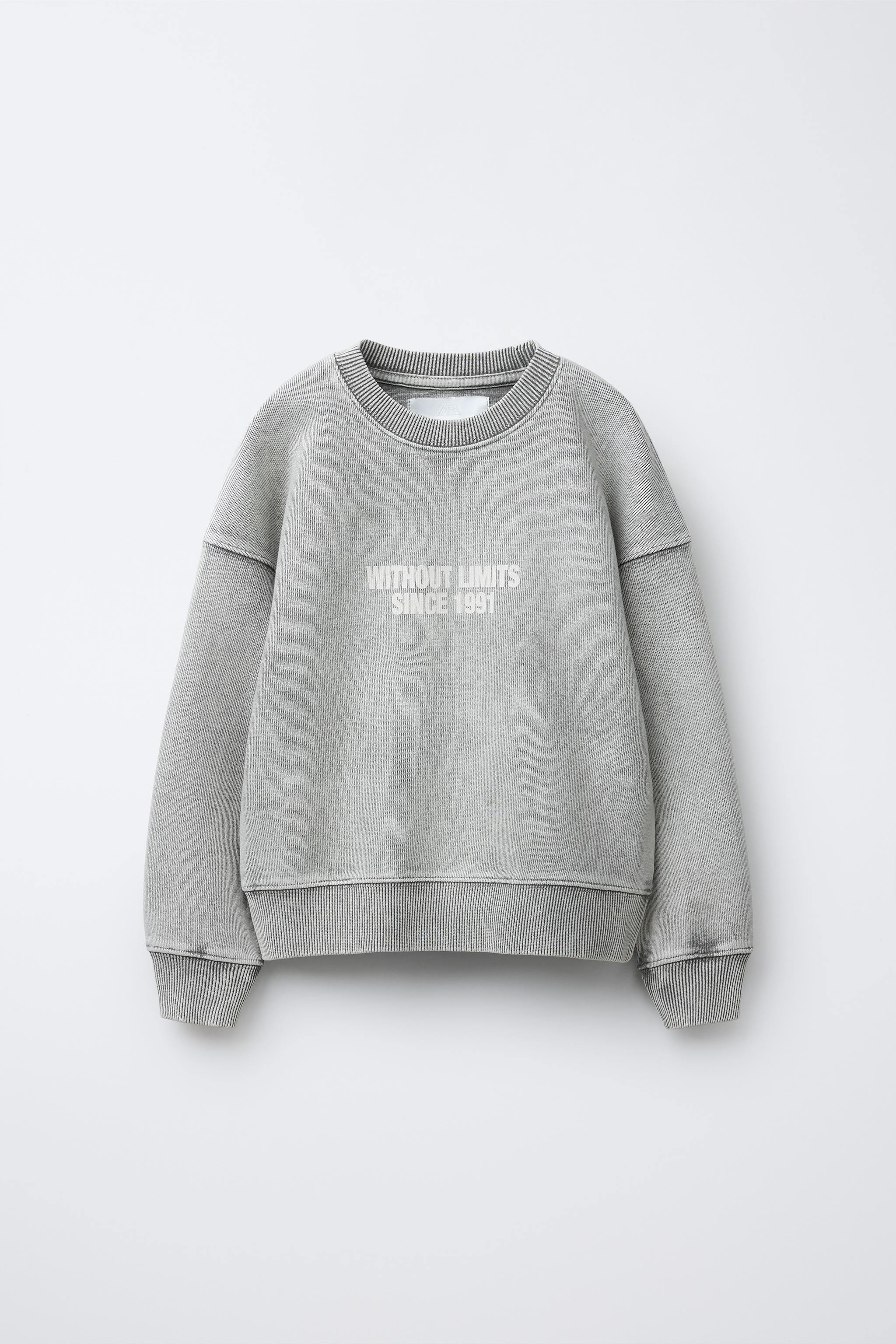 user_476c693b様 WASHED EFFECT TEXT SWEATSHIRT - Gray | ZARA United States