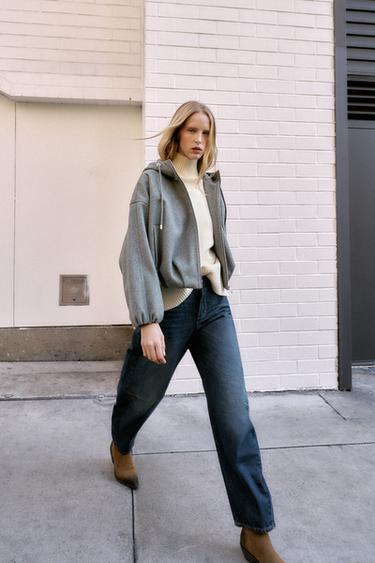 BOMBER OVERSIZE À CAPUCHE SOFT - Gris de Zara