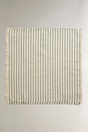 PACK OF STRIPED AND FRINGED NAPKINS (PACK OF 2) - Ecru by Zara - Image 1