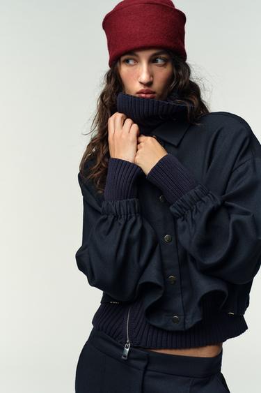 BLOUSON BOMBER COURT GLOBE - Bleu marine de Zara - Image 3