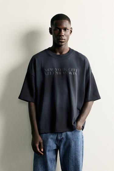 WASHED RELAXED FIT T-SHIRT - Blue by Zara