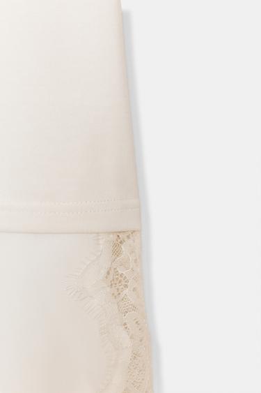 T-SHIRT BIMATIÈRE EN DENTELLE - Écru de Zara - Image 6