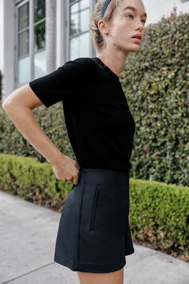 BASIC KNIT SHORT SLEEVE JUMPER - Black by Zara