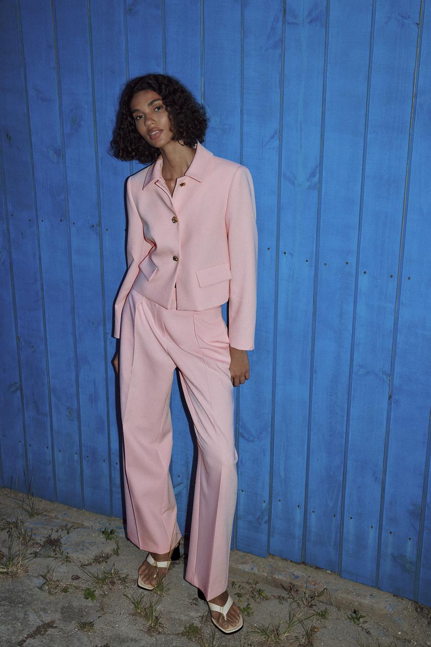 WIDE-LEG TROUSERS WITH BELT - Pink