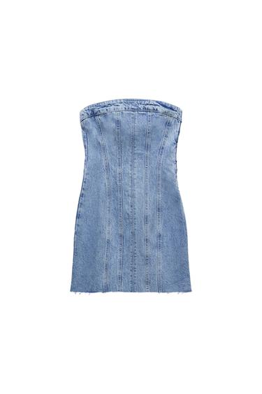 DENIM BANDEAU DRESS