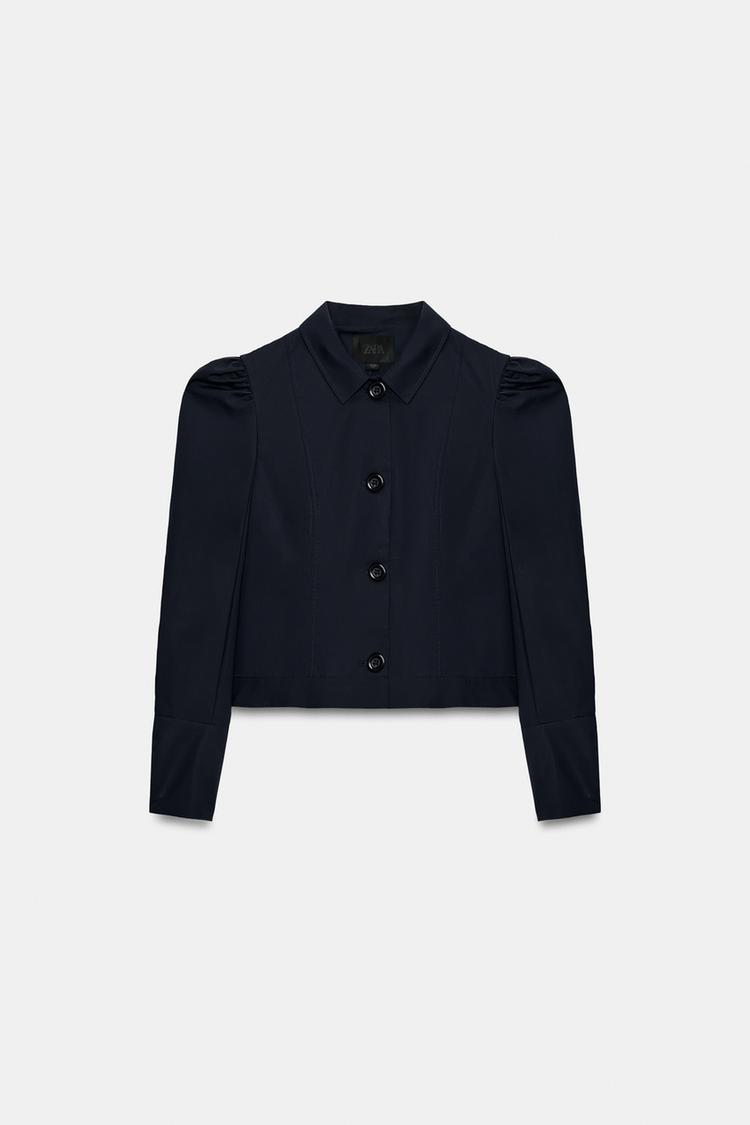 Blazer corto con hombros fruncidos 7