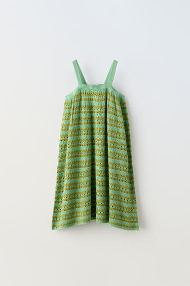 ROBE EN MAILLE À RAYURES BRILLANTES - Vert de Zara - Image 0