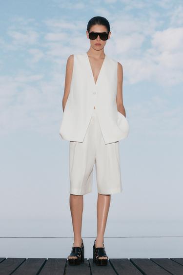 ZW COLLECTION BERMUDA SHORTS WITH DARTS - Ecru by Zara - Image 0