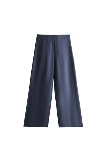 Zaras HALVTRANSPARENTA BYXOR - Blå medel