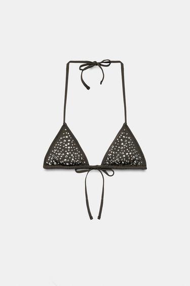 TOP BIKINI CORTINILLA CLOUS - Marron de Zara - Image 7