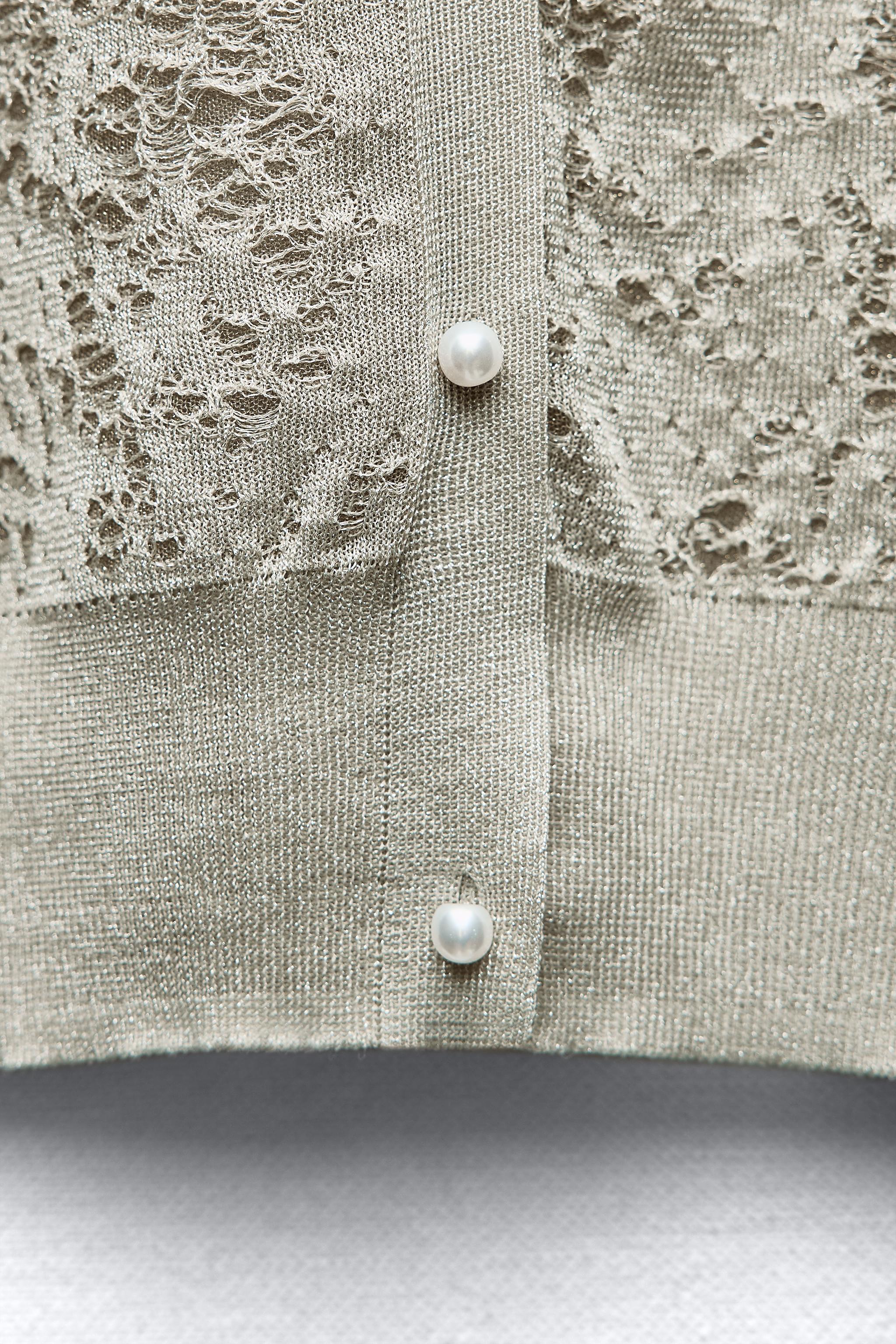 METALLIC THREAD JACQUARD KNIT CARDIGAN