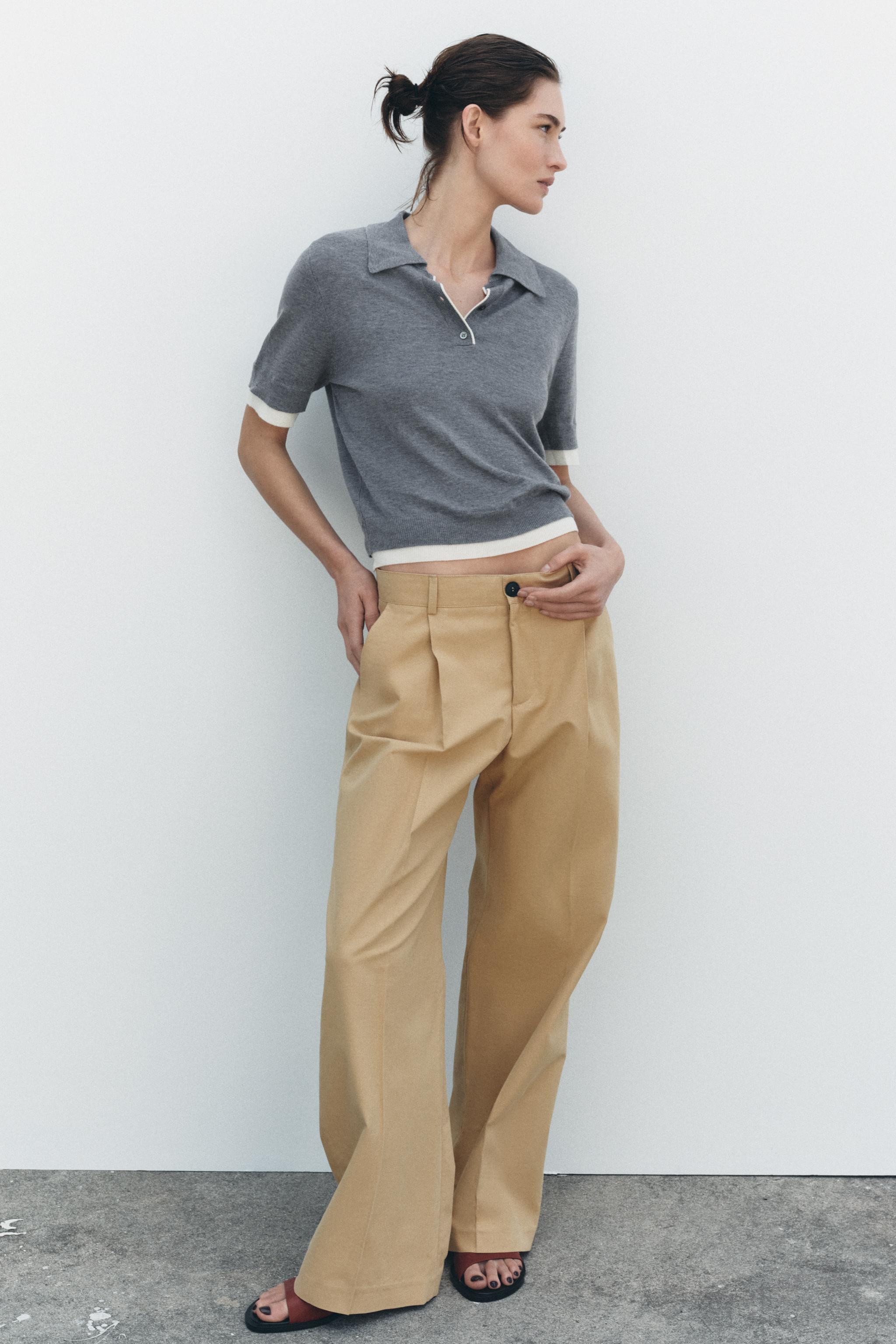 Khaki Pantalon Chino Zara Femme PANTALON CHINO COLLECTION ZW Beige