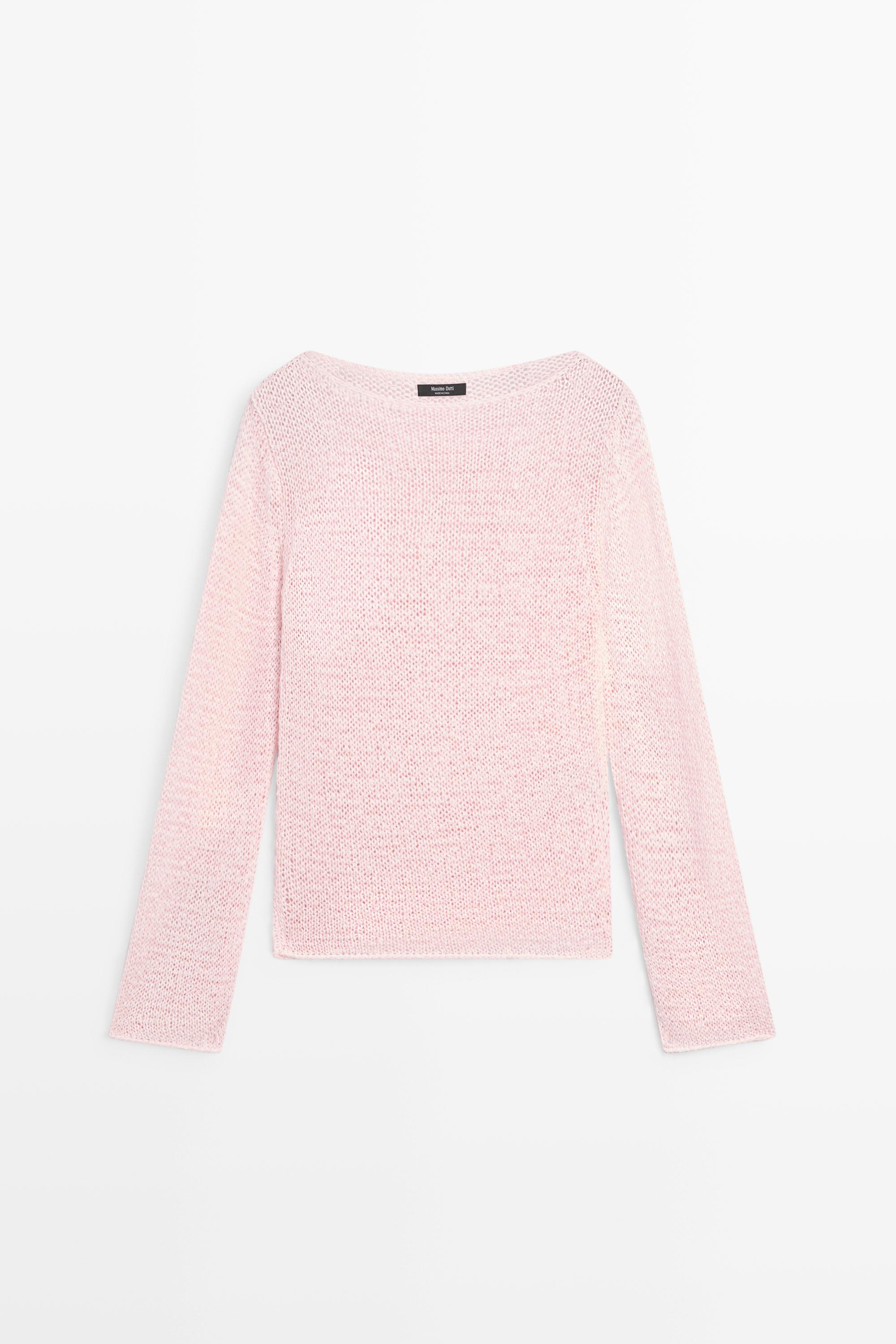 Boat neck knit sweater