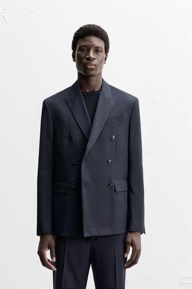 DIPLOMATIC STRIPE DOUBLE-BREASTED SUIT BLAZER - Stripes by Zara