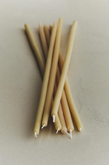 PACK VELAS FINAS DECORATIVAS CILINDRO (PACK DE 10) - Crudo de Zara