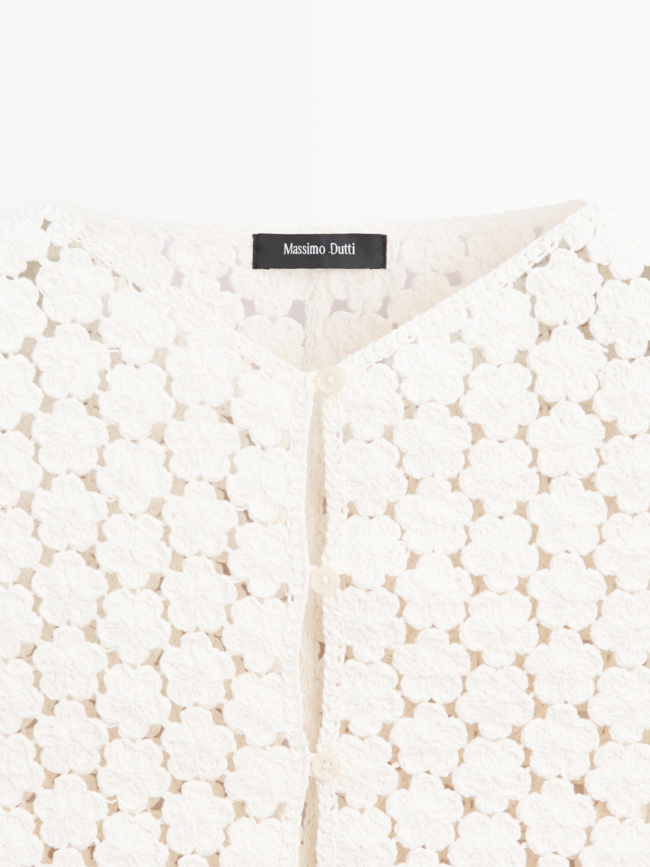 Cotton crochet vest with floral details