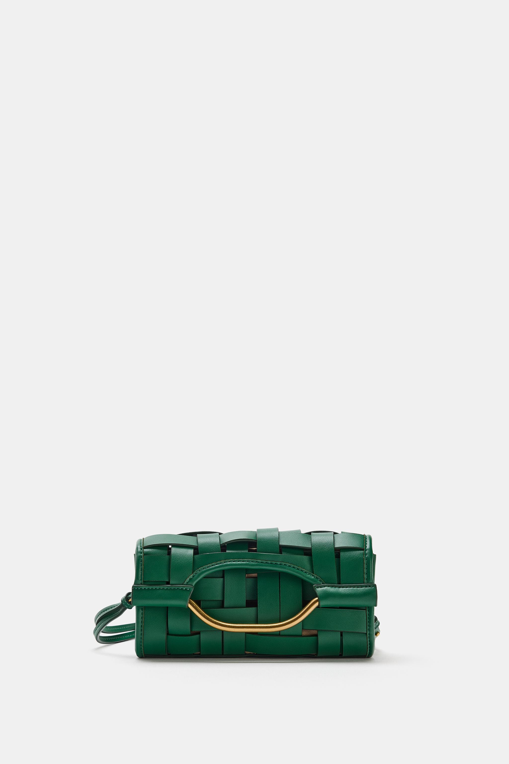 WOVEN EFFECT BAG — Green (alternate view)