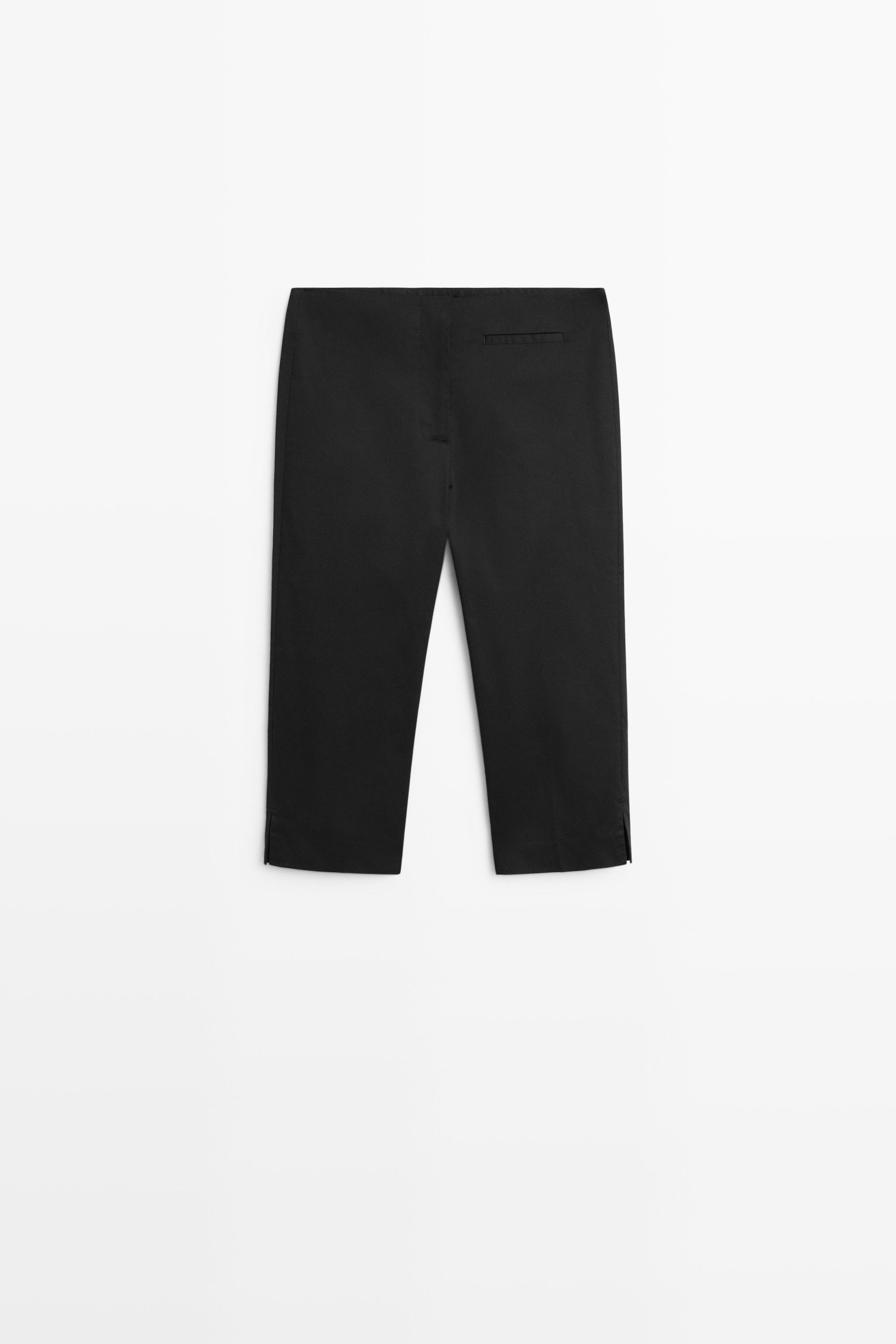 Pantalon capri en coton mélangé