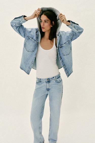 Z1975 OVERSIZE DENIM HOODIE JACKET - Light blue by Zara - Image 5