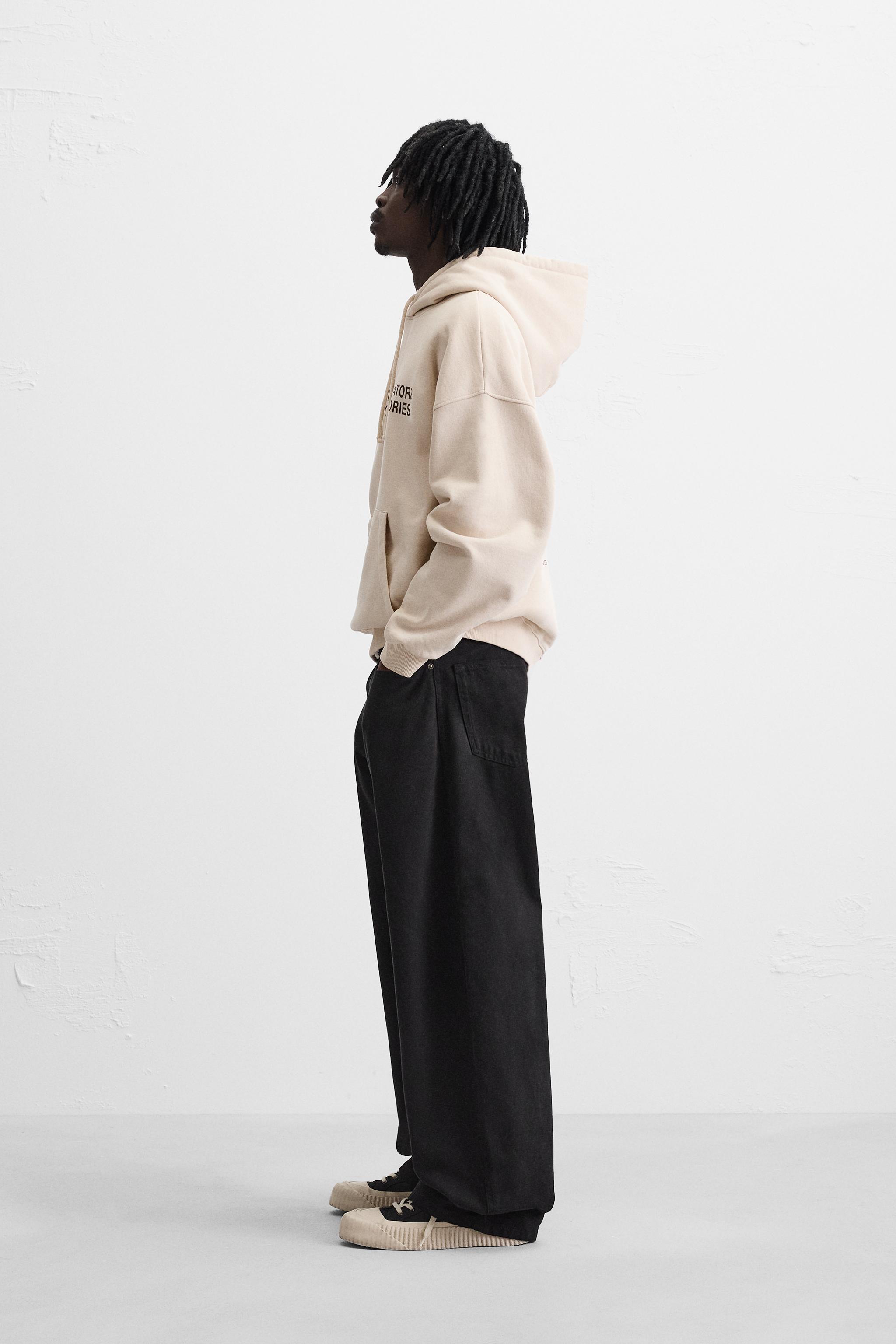 WASHED TEXT HOODIE SWEATSHIRT - taupe brown | ZARA Canada