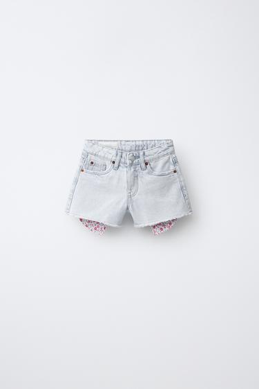 ДЖИНСОВЫЕ ШОРТЫ С ЦВЕТОЧНЫМИ ЗВЕЗДАМИ — ГОЛУБОЙ от Zara