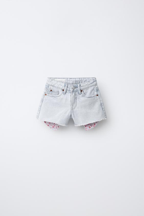 BERMUDA DENIM ESTRELLAS ESTAMPADO FLORES - Azul claro de Zara - Imagen 0