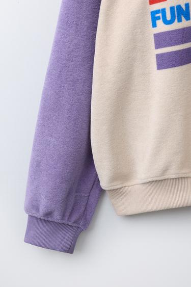 SWEAT ÉPONGE À MANCHES EN CONTRASTE - Écru de Zara - Image 3